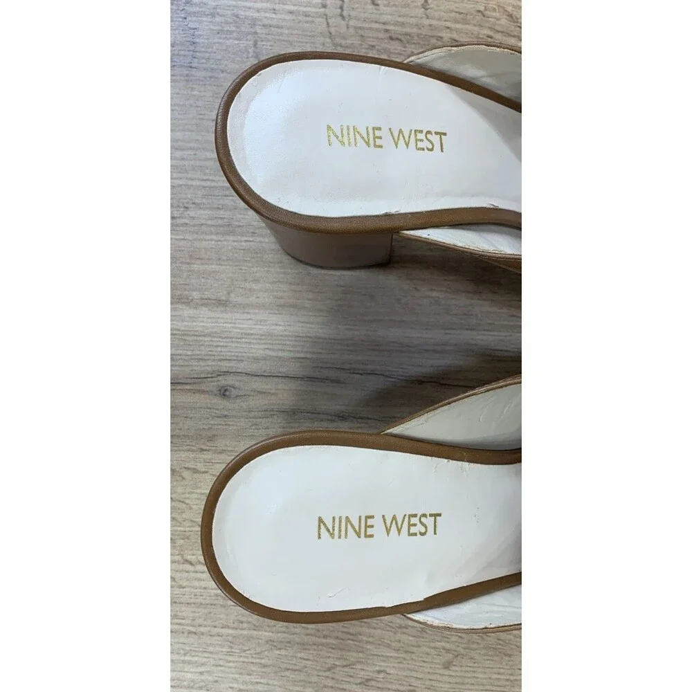 Nine West Womens Gerri Block Heel Slip On Open Toe Shoes Zipper Accent  Sz 9.5 M - Picture 8 of 16